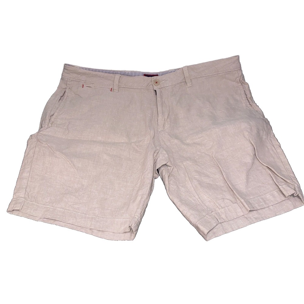 Untuckit St. Julien Shorts Mens 36 Khaki‎ Tan Cotton Linen Stretch